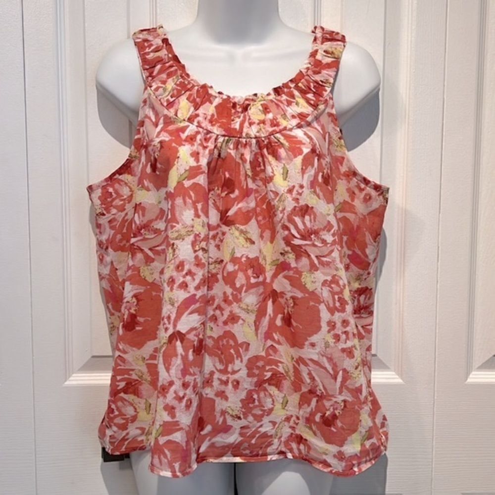 Loft Ann Taylor‎ Sleeveless Floral Print Cotton Top Size LP